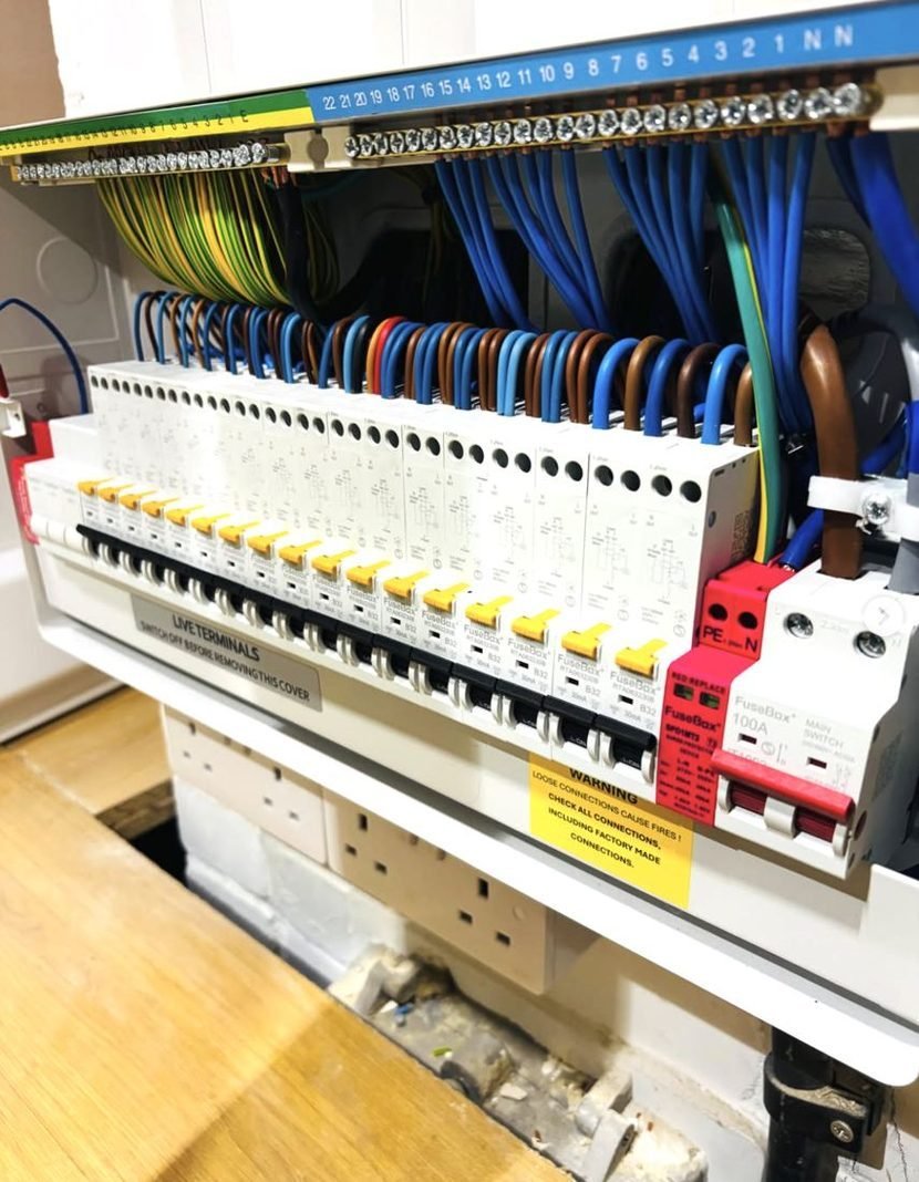 Large consumer unit with neatly dressed cables