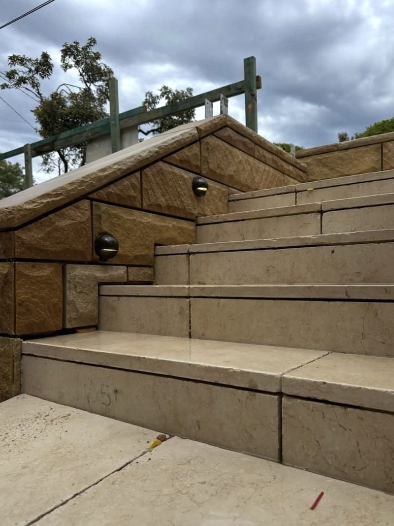 Lights set into stone steps